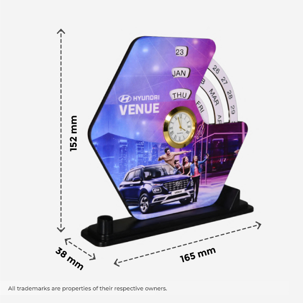 Hexa Ring Perpetual Calendar – Corporate Gift with Clock & Card Holder-2