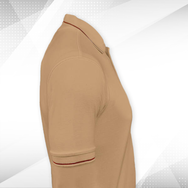 Highline Polo T-shirt for Men Beige with Brown  – Custom Logo Left Chest-2