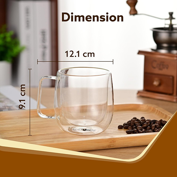 AGARO Elite Double Wall Glass Cups - 260 Ml-5