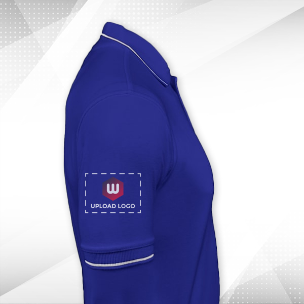 Scott Organic Cotton Polo T-Shirt for Men Royal Blue with White - Custom Logo Left Chest & Right Arm-1