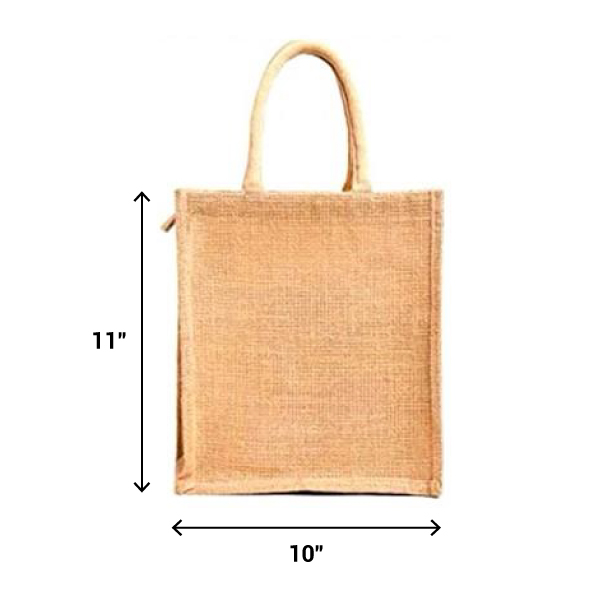 JUTELINE Eco-Friendly Jute Bag  with Zipper | Size - 10*11*5 inch-3