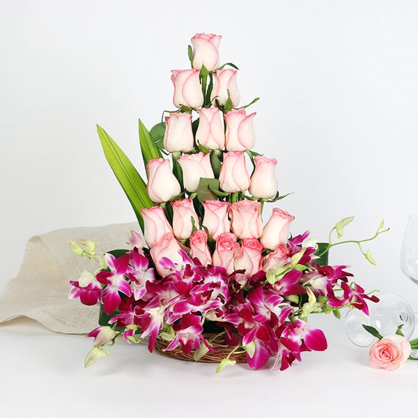 Rose and Orchids Basket