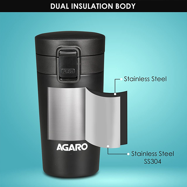 AGARO Elite Stainless Steel 300ML Travel Mug - Black-2
