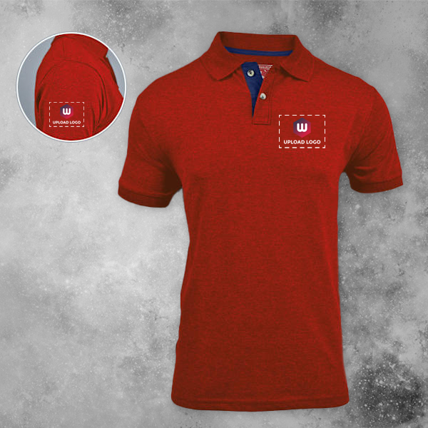 Santhome Highlander Cotton Polo T-shirt for Men Red - Custom Logo Left Chest & Right Arm-0
