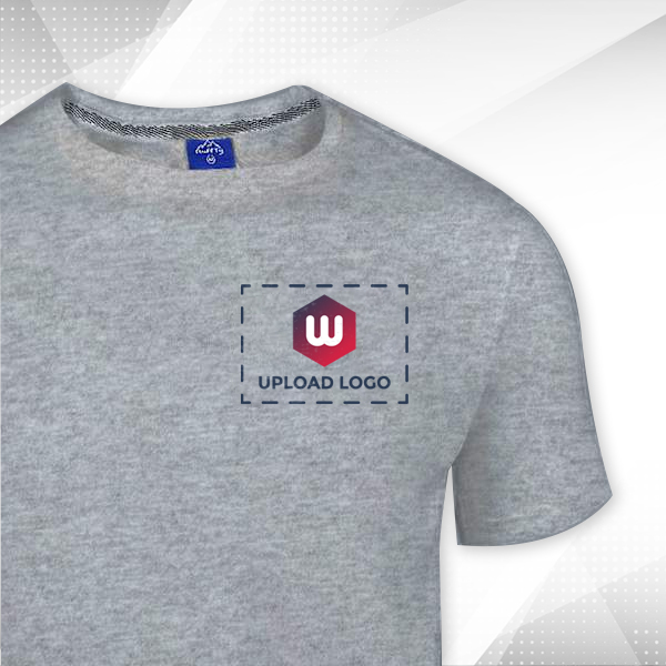 Ruffty Crew Neck Cotton T-shirt for Men Grey Melange - Custom Logo Left Chest-1