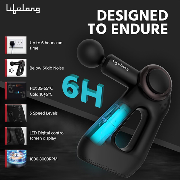 Lifelong LLGM81 Wireless Gun Massager | Hot & Cold Heads | Deep Tissue Massage-1