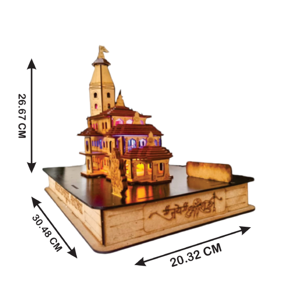 Ayodhya Ram Mandir Wooden Model | Custom Logo for Events & Branding-3