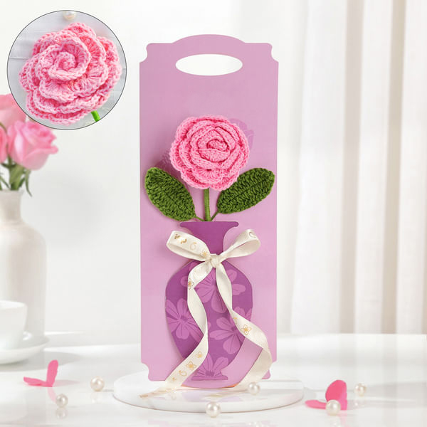 Handcrafted Crochet Pink Rose-0