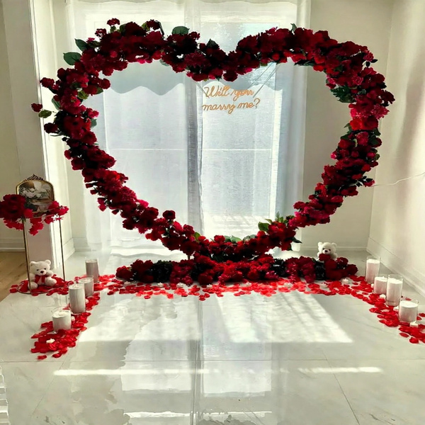 Royal Red Heart Floral Proposal Setup-5