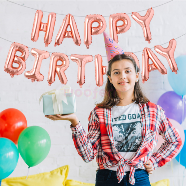 Happy Birthday 13 Pcs Letters Set Foil Balloon (Pink)-1