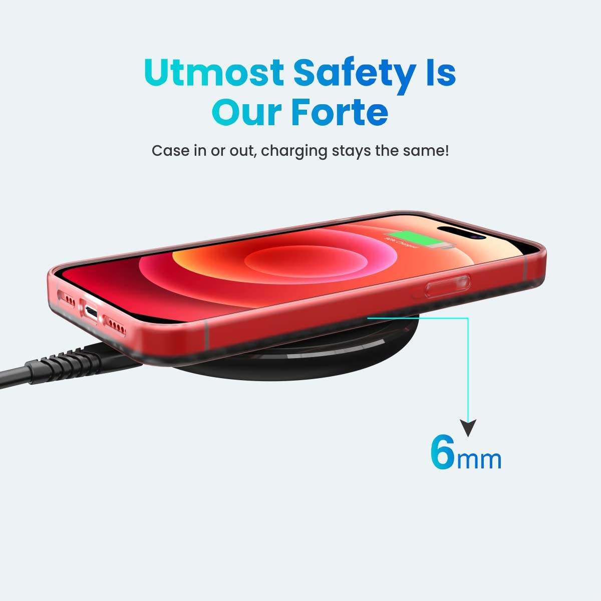 Portronics Freedom 2 15W Wireless Charging Pad for iPhone 13/Samsung Mobile(Black)-9