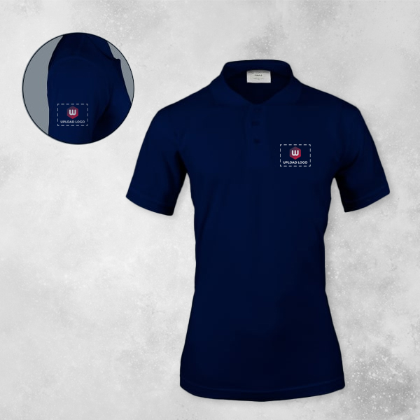 Embroidered Classic Polo T-shirt for Women Navy Blue – Custom Logo Left Chest & Right Arm