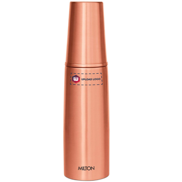 MILTON Copper Combo 1000 Water Bottle with in built glass cap, Copper - 890 ml-0