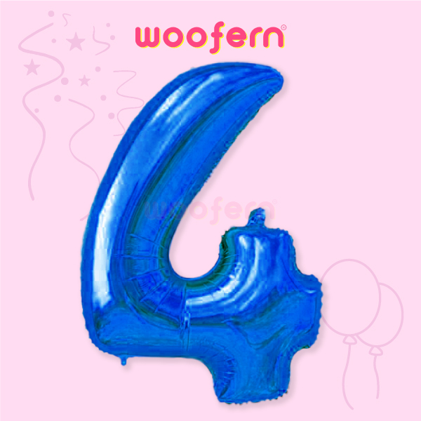 Blue Foil Balloon Number 4 - 16 inch