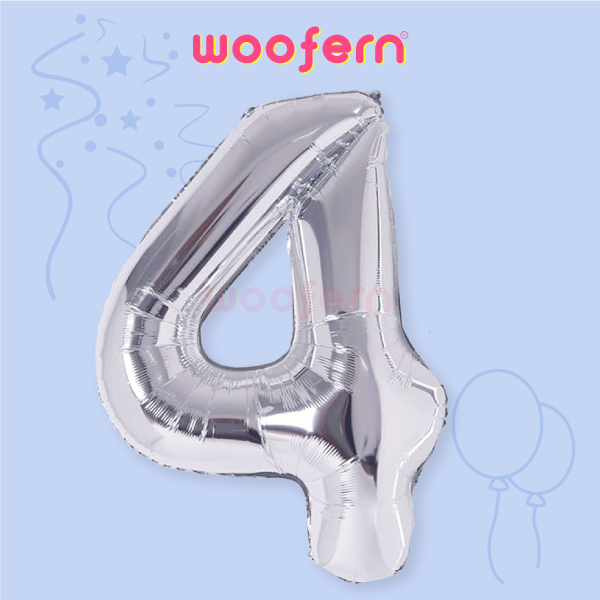 Number 4 Silver Foil Balloon 16 inch