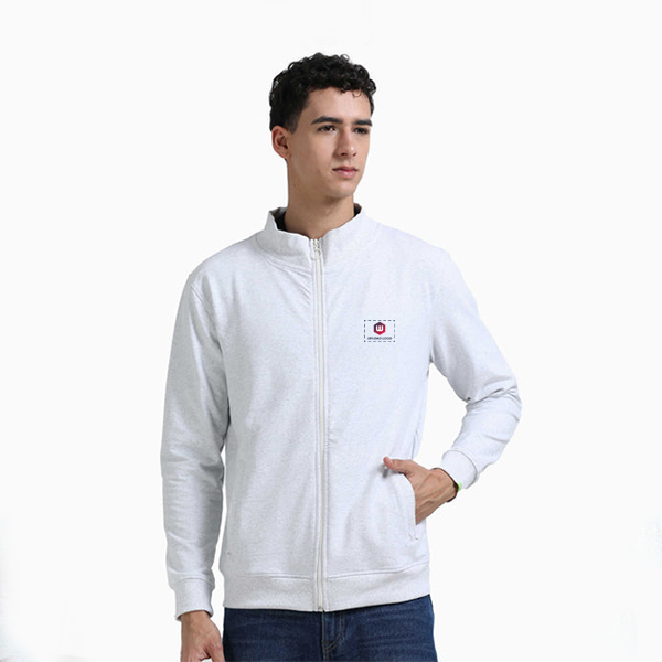 Caslay High Neck Jacket with Custom Logo (White Melange)