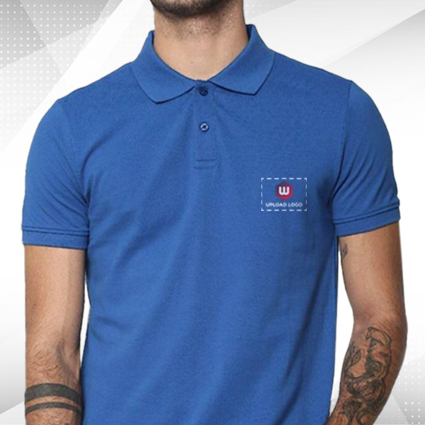 Jack & Jones Plain Polo Electric Blue T-shirt - Custom Logo-1