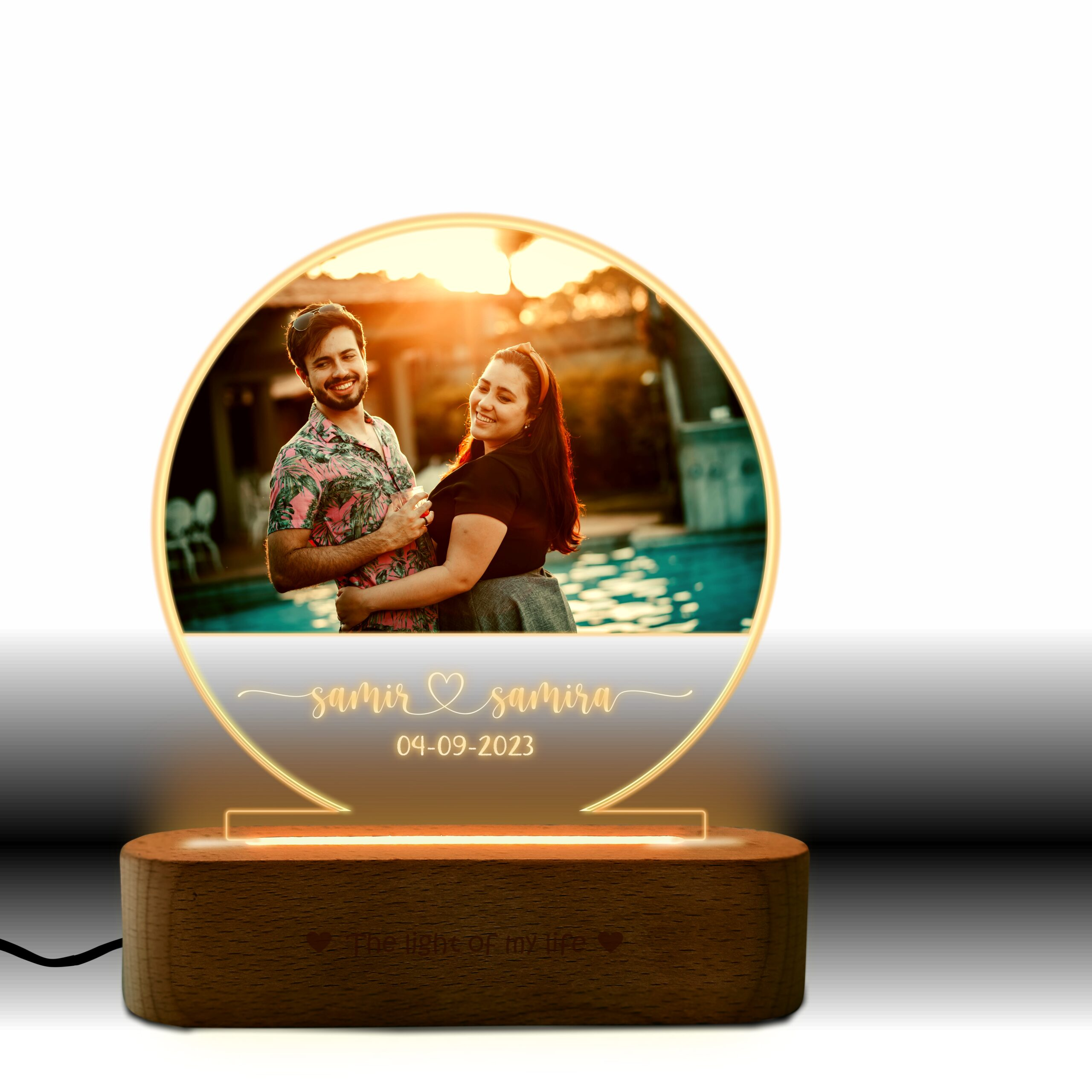Engraved Half Moon Photo Lamp – Celebrate Your Love Anniversary-1