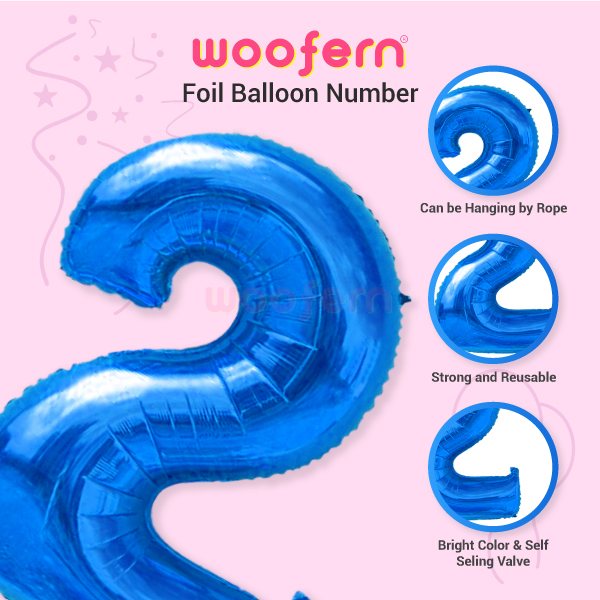 Blue Foil Balloon Number 2 - 16 inch-4