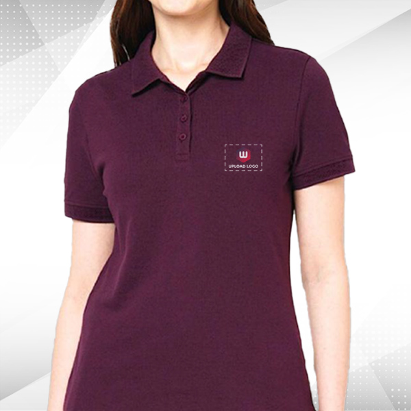 Vero Moda Jacquard Plain Polo (Wine) - Customized Logo Left Chest-1