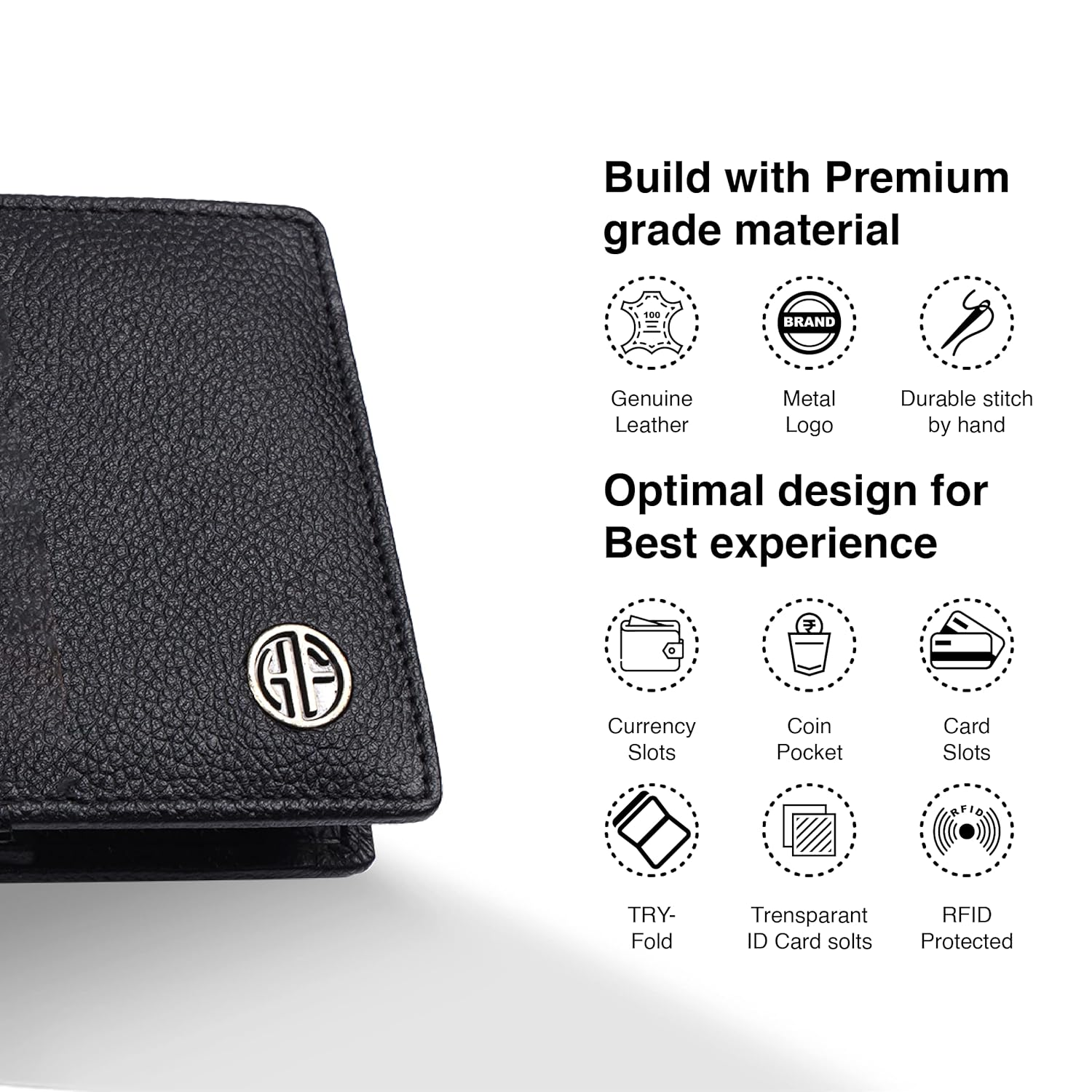 HF Men's Executive Leather Gift Set – Wallet, Keychain & Pen | Premium Corporate Gift (Beryl Black)-3