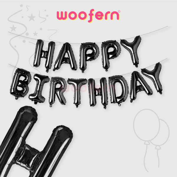 Happy Birthday 13 Pcs Letters Set Foil Balloon (Black)