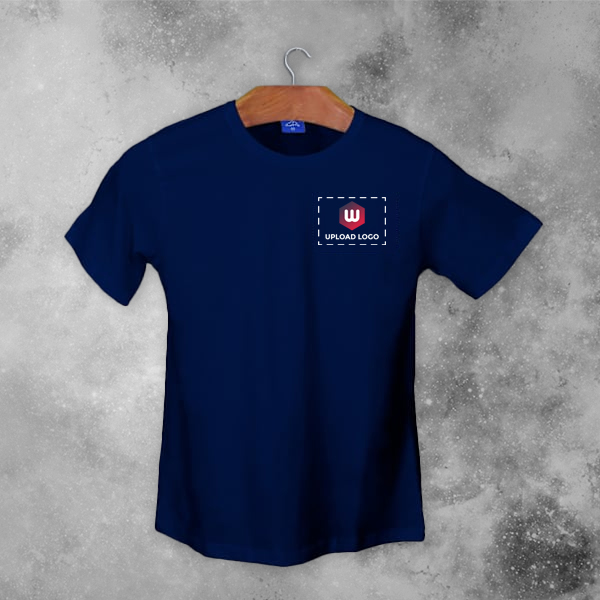 Ruffty Crew Neck Cotton T-shirt for Men True Navy - Custom Logo Left Chest-3