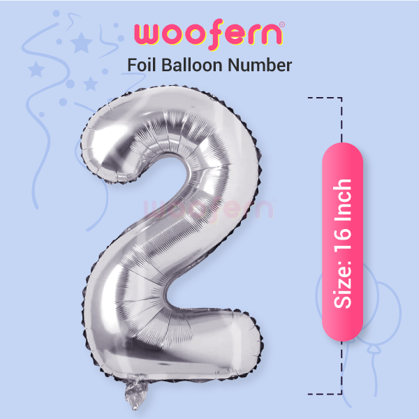 Number 2 Silver Foil Balloon 16 inch-2