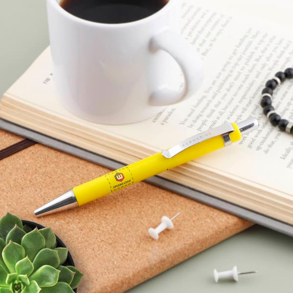 Vibrant Opaque Ball Pen (Yellow)- Personalized with Logo-1