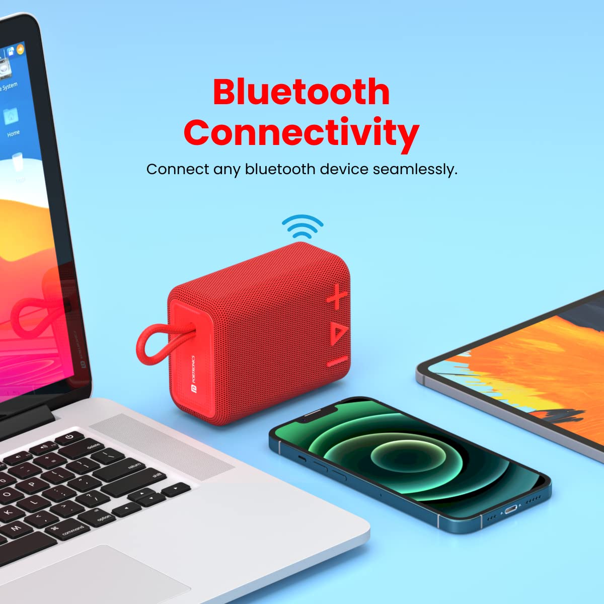 Portronics Breeze 4 Portable 5W Speaker with Mic, 8Hrs Playback (Red)-1