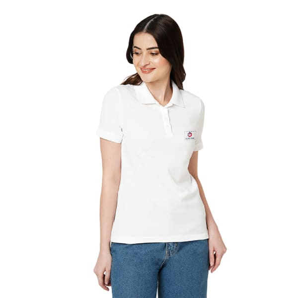 Vero Moda Jacquard Polo (White) - Customized Logo Left Chest-1