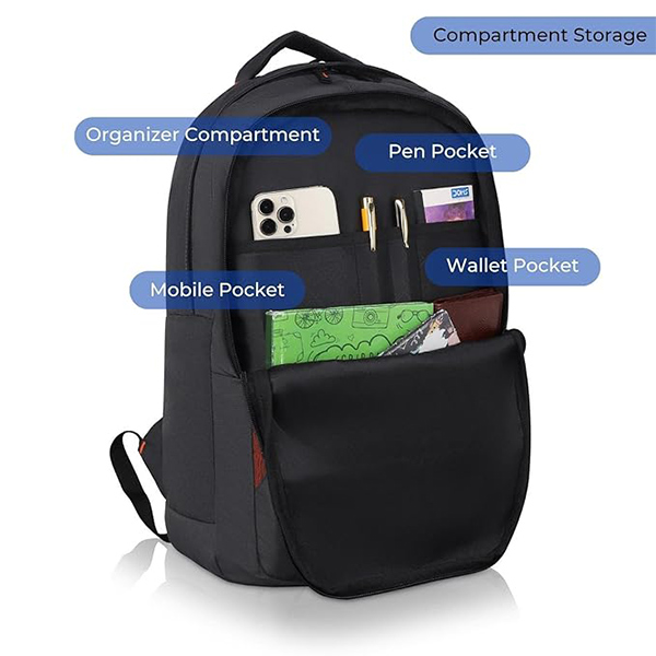 WILDHORN Aarhus Laptop Backpack with Compression Straps (Grey & Orange)-2