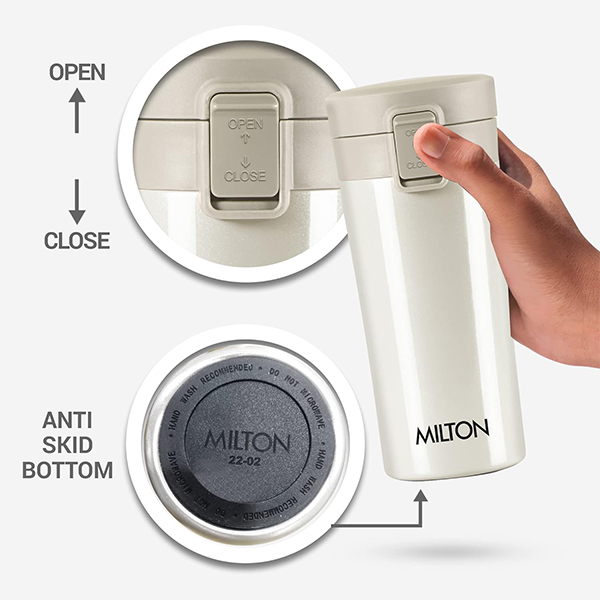 MILTON Thermosteel Vacuum Insulated Coffee Mug, 300 ml - Cream-4