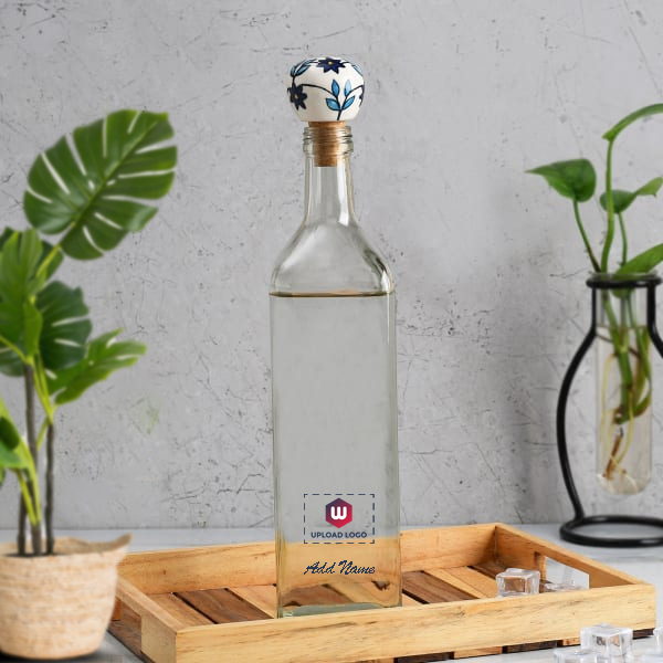 Glass Water Bottle Customized with Logo & Name - 1000 ml-0