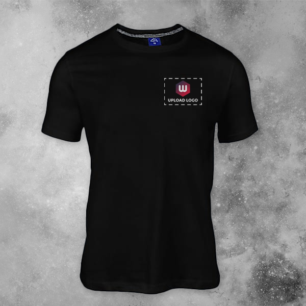 Ruffty Crew Neck Cotton T-shirt for Men Black - Custom Logo Left Chest