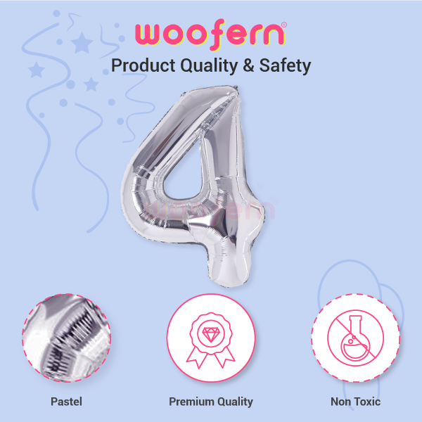 Number 4 Silver Foil Balloon 16 inch-4