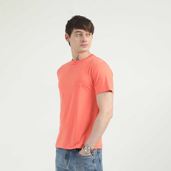 Caslay Organic Crew Neck T-Shirt (Coral)-1