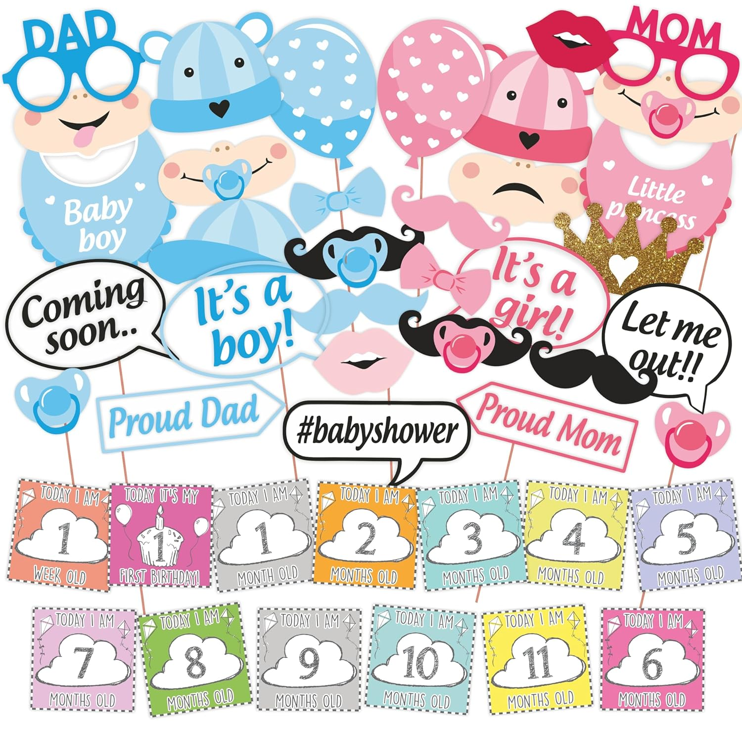 Baby Shower Photo Booth Props for Photoshoot