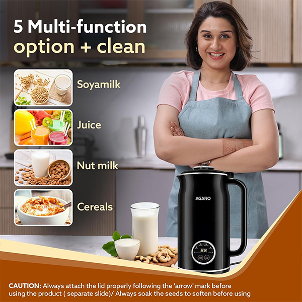 AGARO Regency Automatic Nut Milk Maker – 600ml, Stainless Steel-1