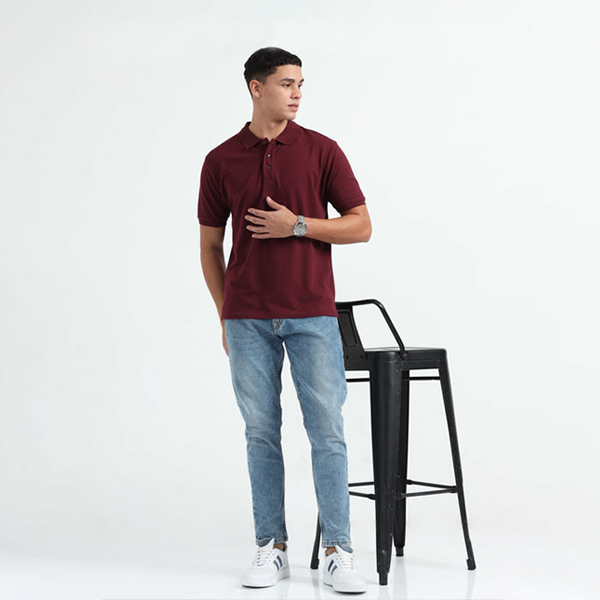 Caslay Organic Polo T-Shirt (Maroon)-5