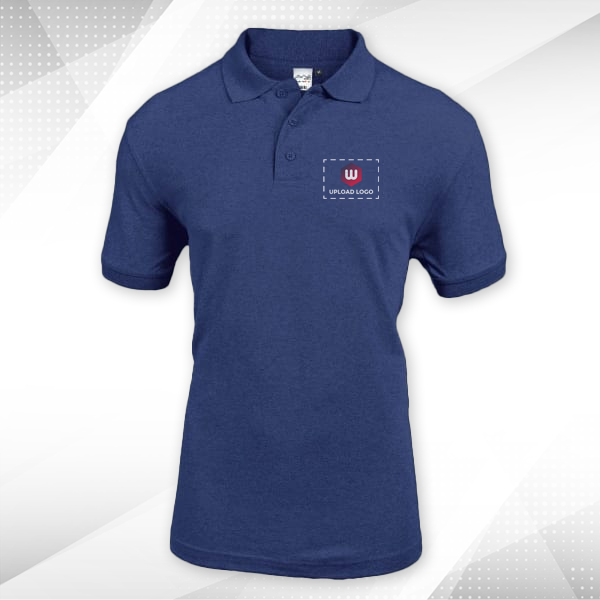 AWG Solid Polo T-shirt for Men Navy Blue Melange – Custom Logo