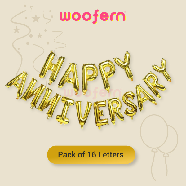 Happy Anniversary Foil Balloon 16 inch Balloon Banner (Gold)-2