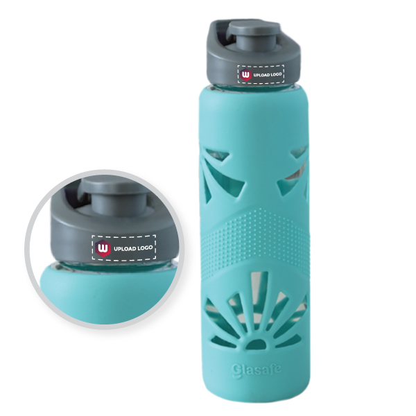 Glasafe Clear Grip Borosilicate Glass Bottle with Silicone Sleeve 750ml (Mellow Mist)