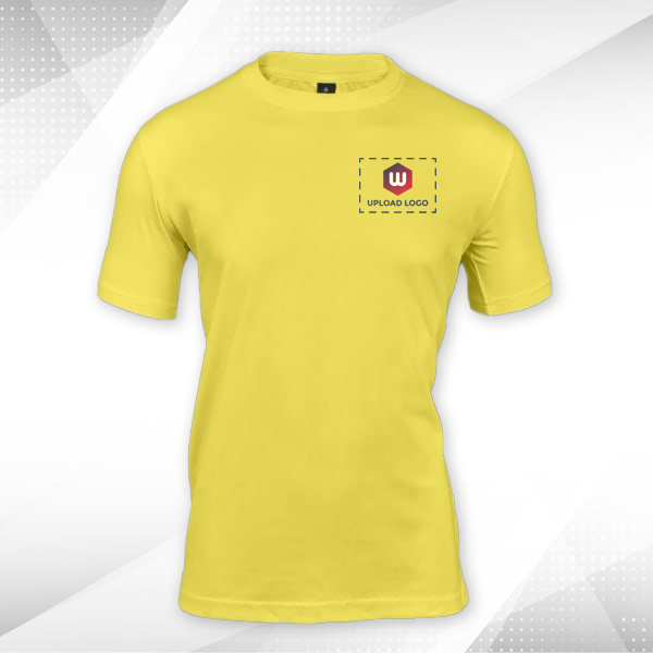 Skinta Fit Half Sleeve Round Neck T-Shirt for Men (Lemon yellow) - Custom Logo Left Chest