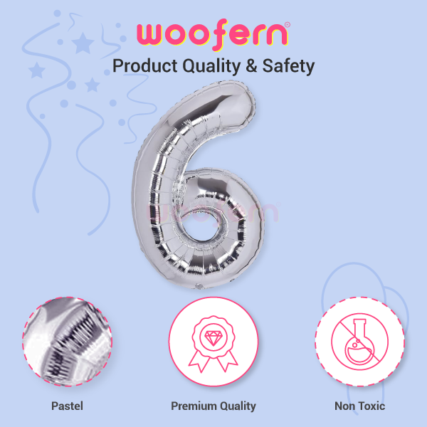 Number 6 Silver Foil Balloon 16 inch-4