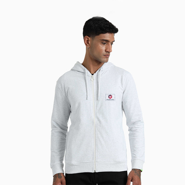 Caslay Zippered Hoodie (White Melange)