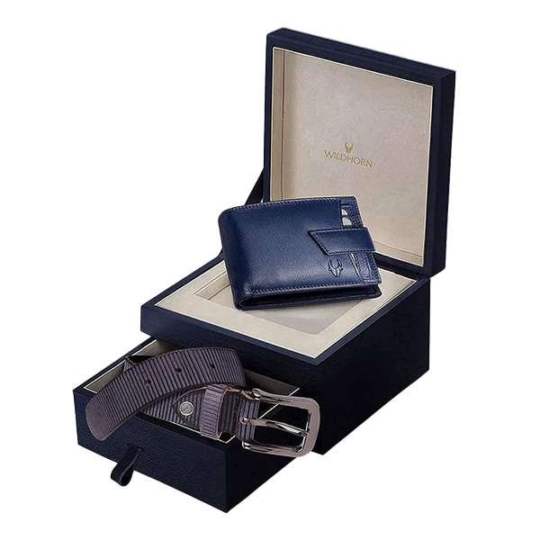 WILDHORN NOGALES Leather Wallet & Belt Gift Set (Soft Blue)