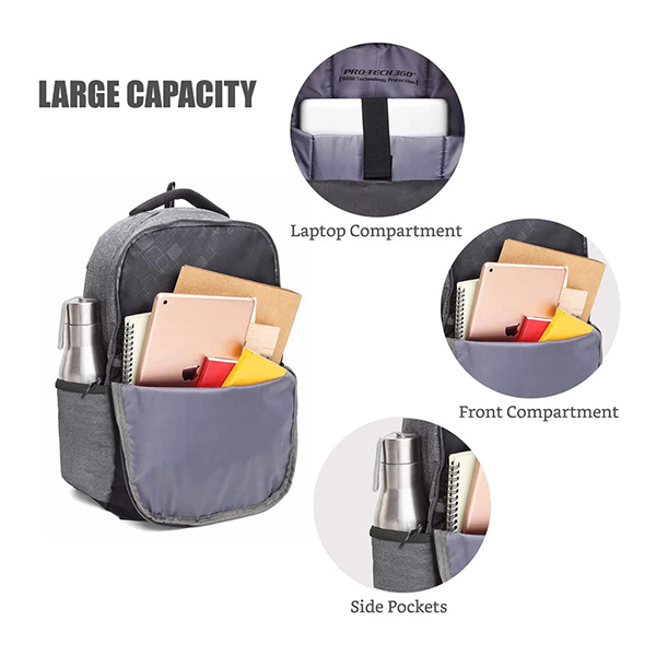 WILDHORN Munich Laptop Backpack (Grey Melange & Black)-3