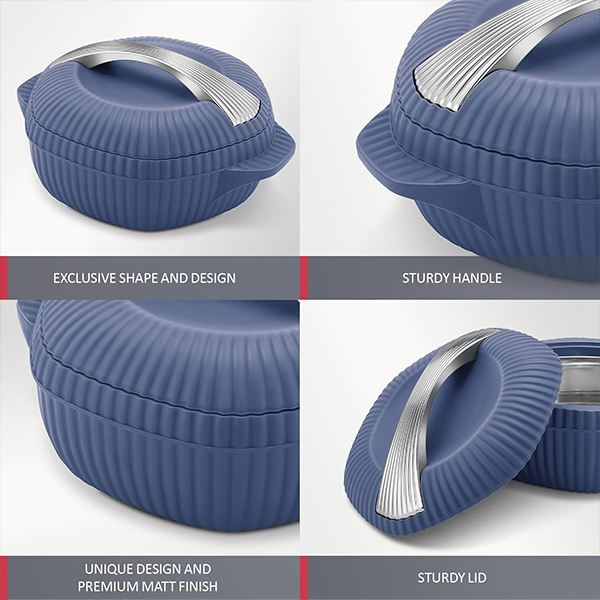 MILTON Oyster Jr. Gift Set PU Insulated Casserole - Set of 3 (500 ml, 1000 ml, 1500 ml) - Royal Blue-4