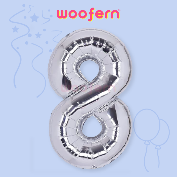 Number 8 Silver Foil Balloon 16 inch